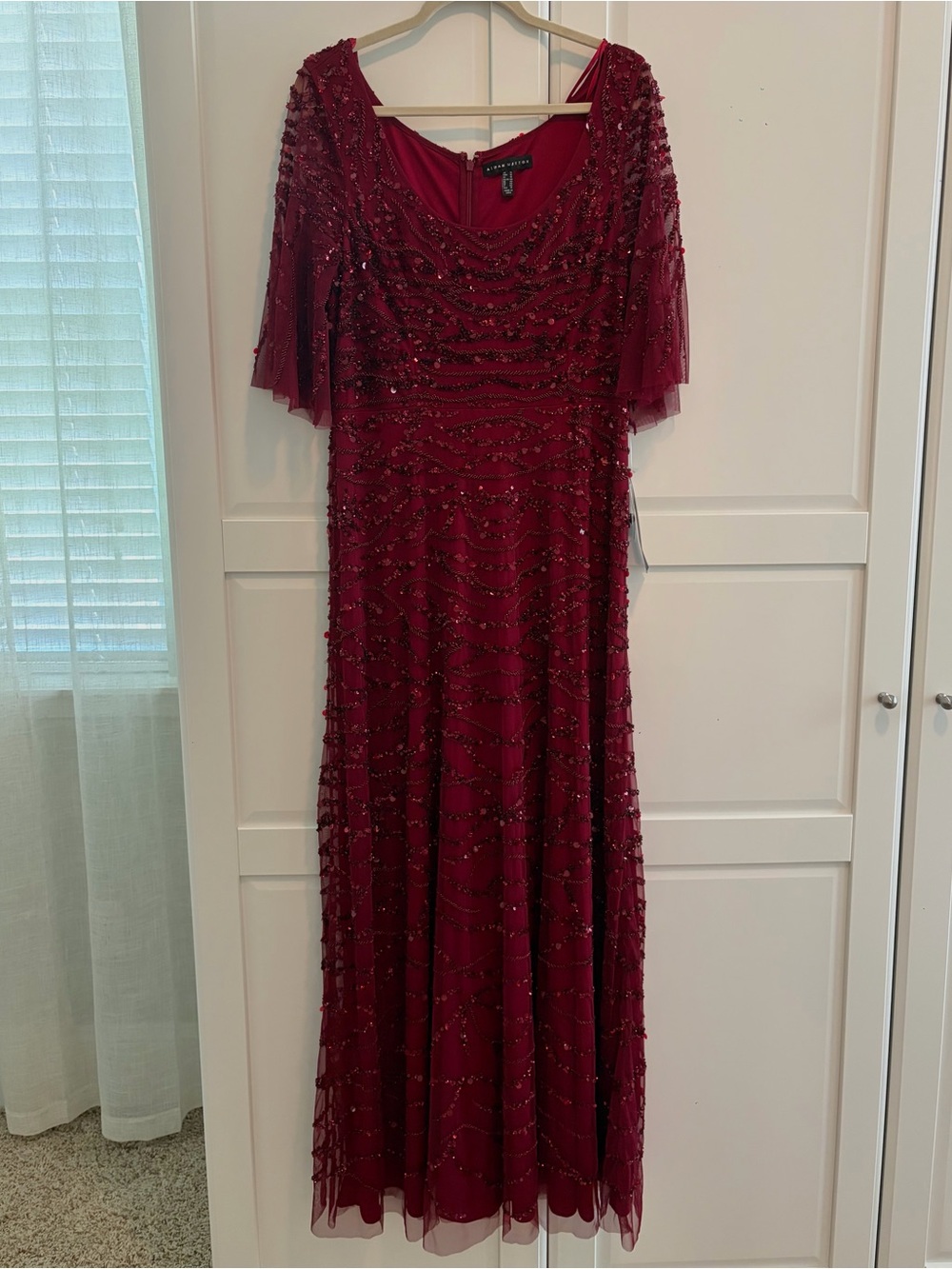 Aidan Mattox Burgundy Beaded Evening Gown NEVER WORN